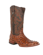 Cognac Ostrich Print Square Toe TM200961 Tanner Mark - Colt Boots and Western Wear
