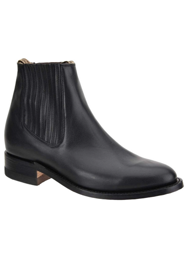 Mens Black Napa Ankle Boot/Botin Charro White Diamond 724 - Colt Boots and Western Wear