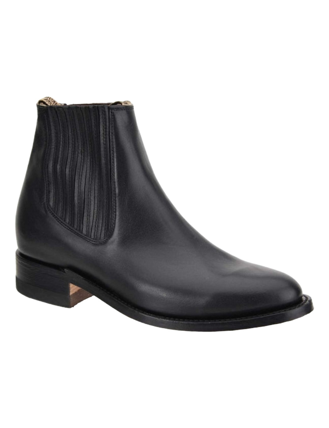 Mens Black Napa Ankle Boot/Botin Charro White Diamond 724 