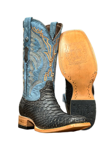 Genuine Python Matt Brown Wide Square Toe TMX208022 Tanner Mark - Colt Boots and Western Wear