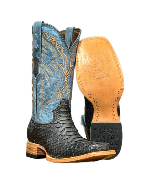 greenfrash ダークブラウン36 Genuine Python Matt Brown Wide Square Toe TMX208022 Tanner