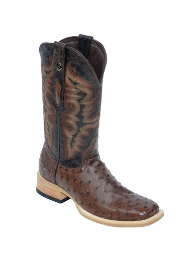 Genuine Ostrich Tobacco Wide Square Toe TMX200478 Tanner Mark - Colt Boots and Western Wear