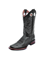 Mens Black Wide Square Toe White Diamond 327 - Colt Boots and Western Wear