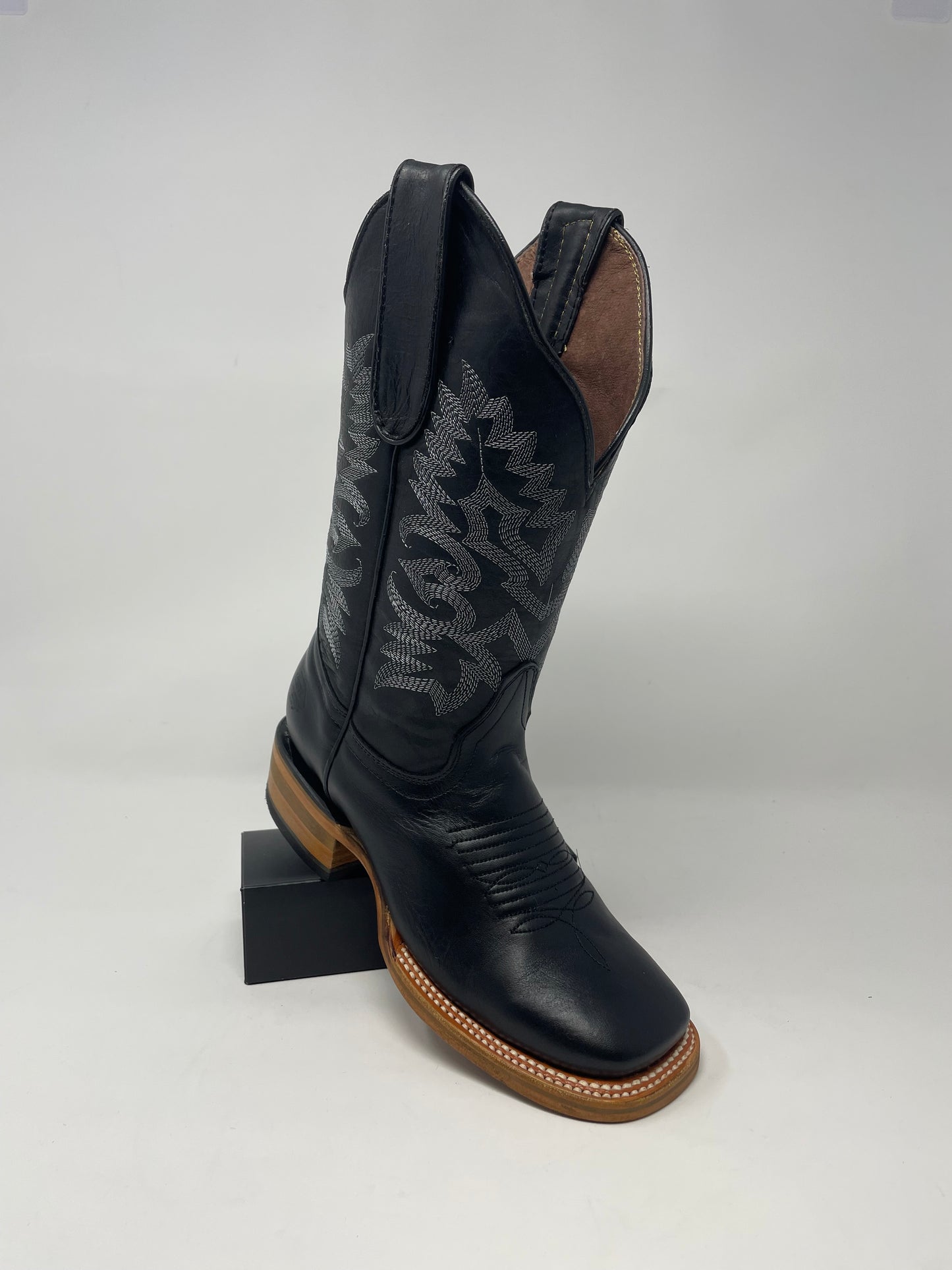 Womens Black Wide Square Toe White Diamond - Colt Boots and Western Wear