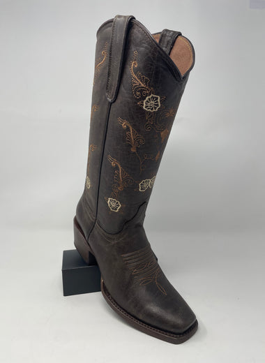 Womens Rodeo Brown White Diamond Boots - Colt Boots and Western Wear