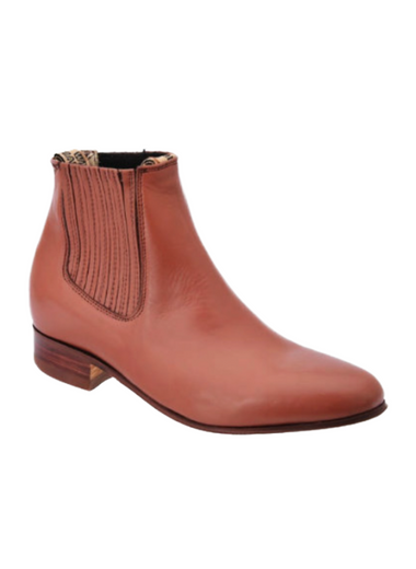 Mens Tobacco Napa Ankle Boot/Botin Charro White Diamond 726 - Colt Boots and Western Wear
