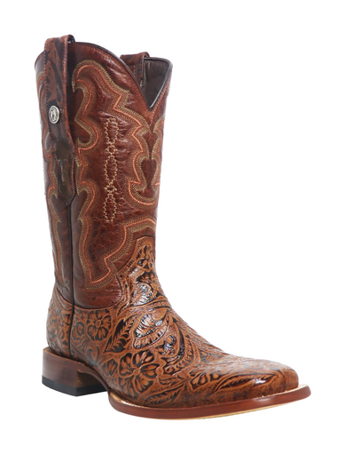 Classic Cognac Square Toe Hand Tooled TM201706 Tanner Mark - Colt Boots and Western Wear