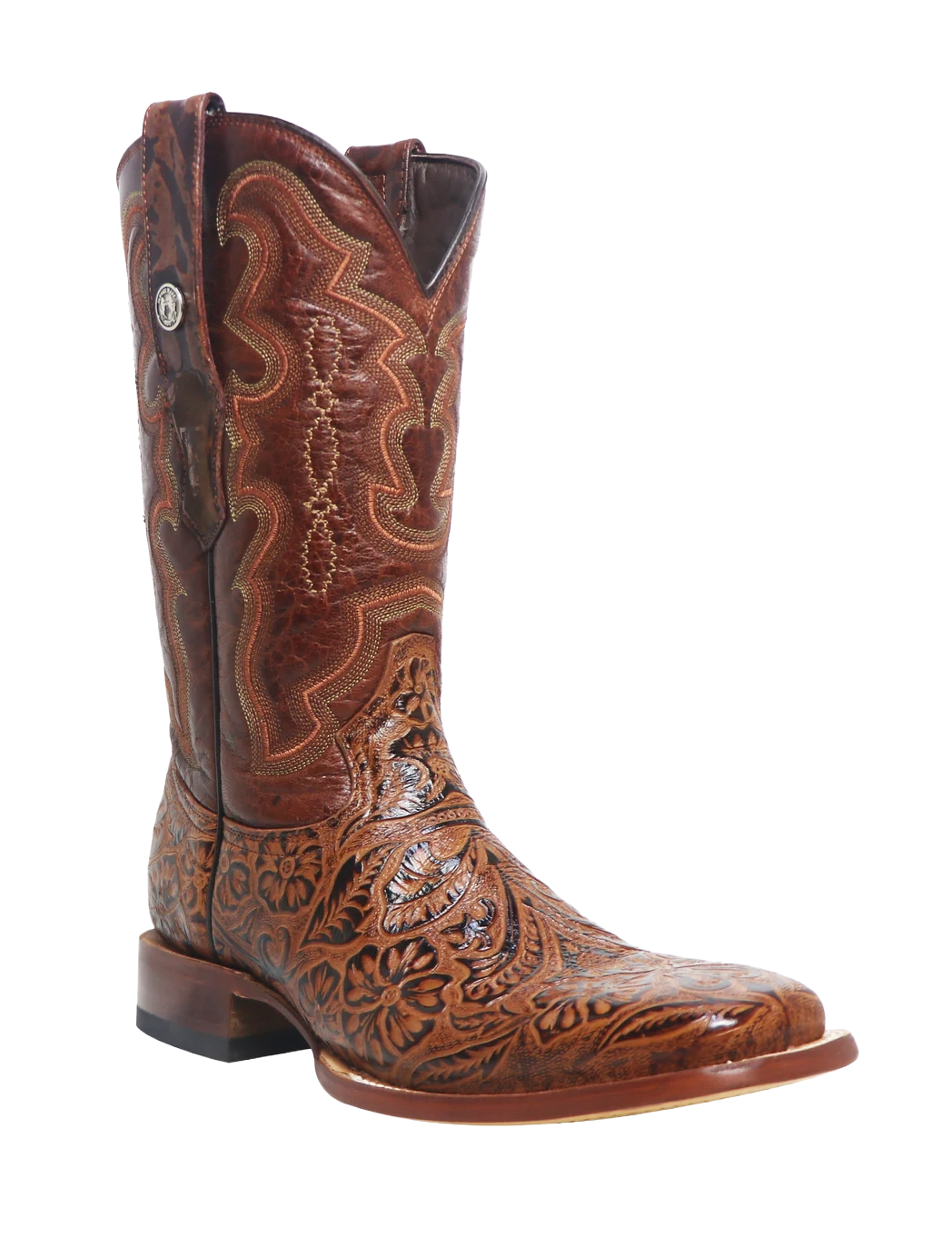 Classic Cognac Square Toe Hand Tooled TM201706 Tanner Mark - Colt Boots and Western Wear