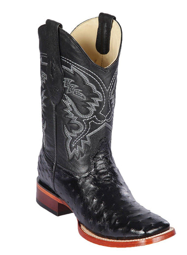 GENUINE BLACK OSTRICH WIDE SQUARE TOE H822 LOS ALTOS 8220305 - Colt Boots and Western Wear