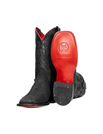 Mens Black Python Red Bottom Square Toe Cowboy Boot - Matte Black - Rock Em - Colt Boots and Western Wear