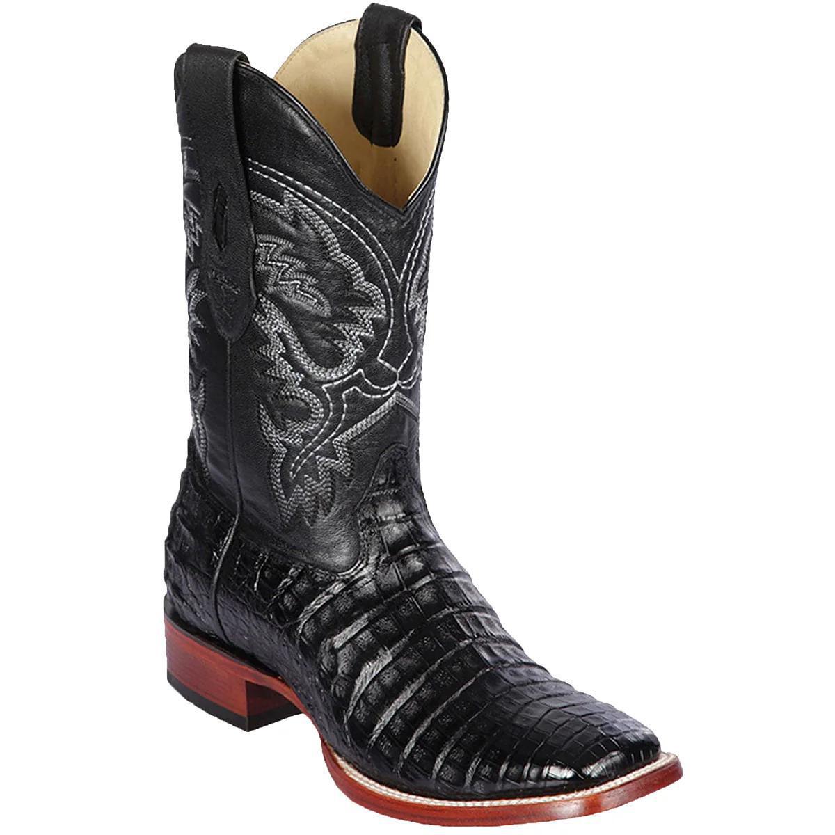 GENUINE BLACK CAIMAN BELLY WIDE SQUARE TOE H822 LOS ALTOS 8228205