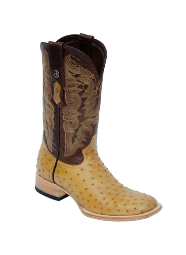 Genuine Ostrich Antique Saddle Wide Square Toe TMX200480 Tanner Mark - Colt Boots and Western Wear