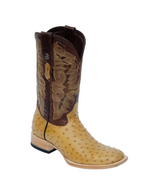 Genuine Ostrich Antique Saddle Wide Square Toe TMX200480 Tanner Mark - Colt Boots and Western Wear