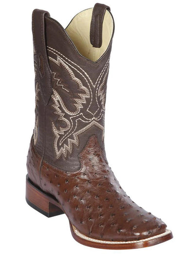 GENUINE BROWN OSTRICH WIDE SQUARE TOE H822 LOS ALTOS 8220307 - Colt Boots and Western Wear