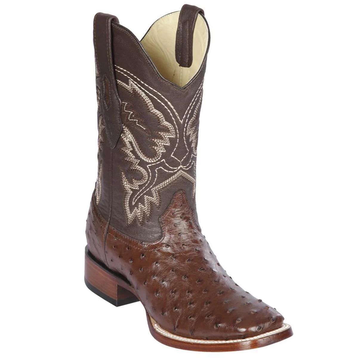 GENUINE BROWN OSTRICH WIDE SQUARE TOE H822 LOS ALTOS 8220307 - Colt Boots and Western Wear