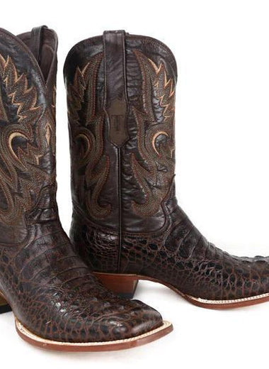 Classic Brown Caiman Hornback Print Square Toe TM201701 Tanner Mark - Colt Boots and Western Wear