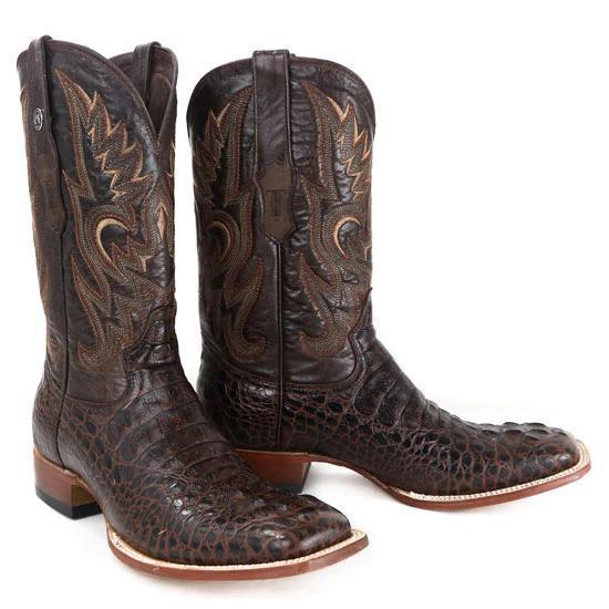 Classic Brown Caiman Hornback Print Square Toe TM201701 Tanner Mark - Colt Boots and Western Wear